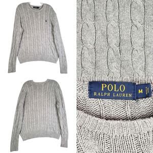 Polo Ralph Lauren LRL Sweater Pullover Women’s Size Medium M Gray Cable Knit